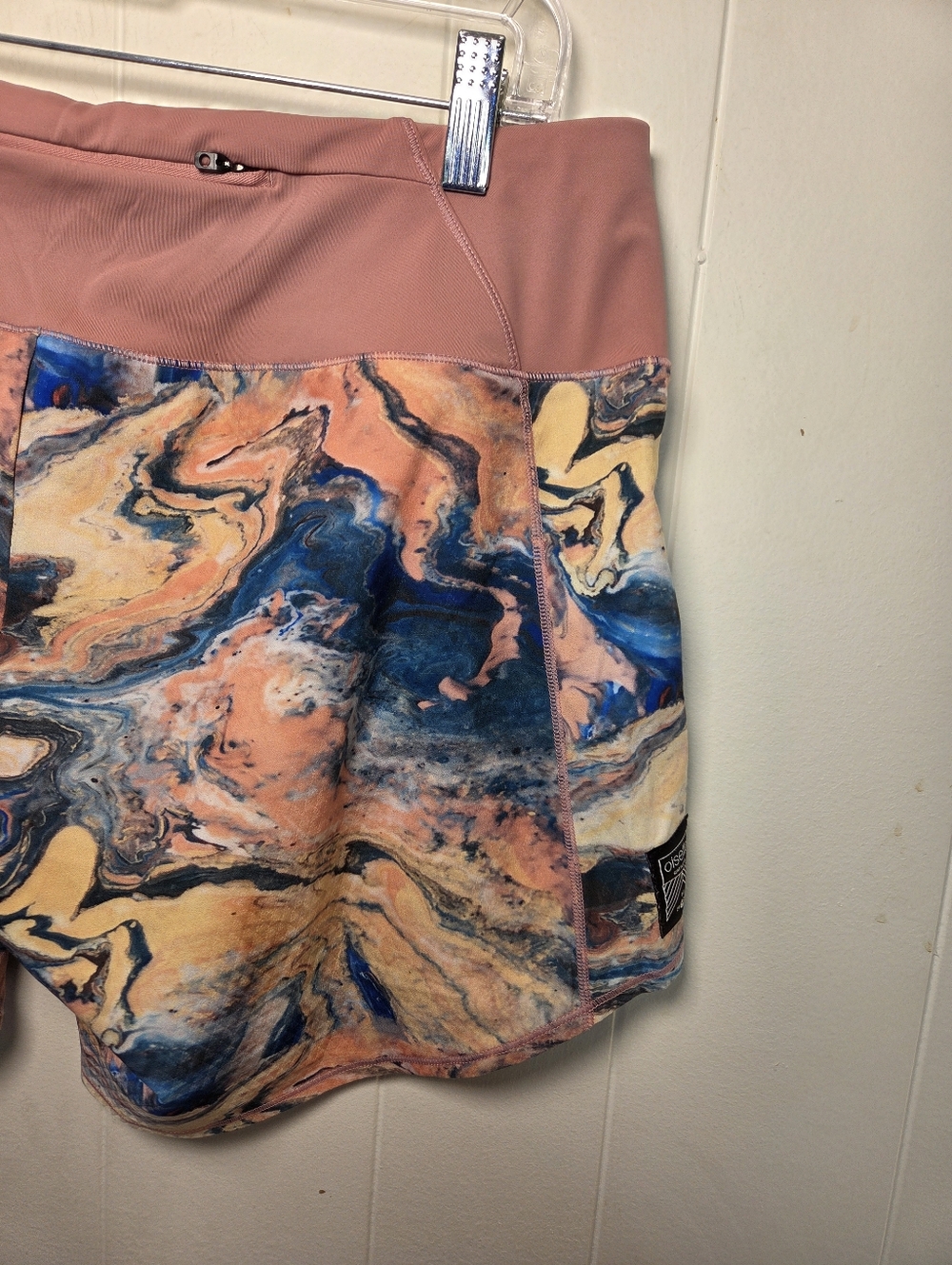 Oiselle Roga Running Shorts Pink Blue Gold Marble Print Size 8 - Picture 7 of 16